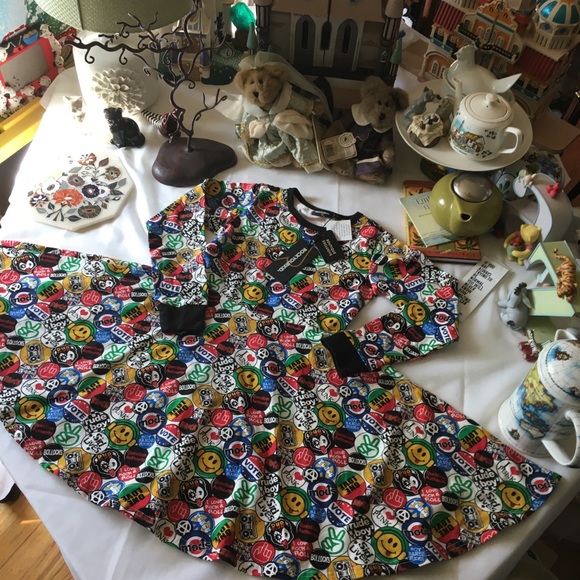 David Jones RockYourKid Swing dress Rare NWT Vote buttons